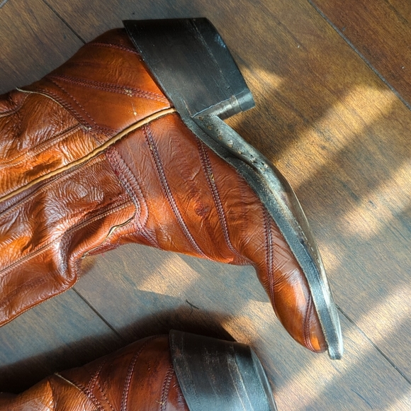 Vintage Hondo Brown Boots Exotic Eel Skin Woman's 7 - Picture 5 of 8